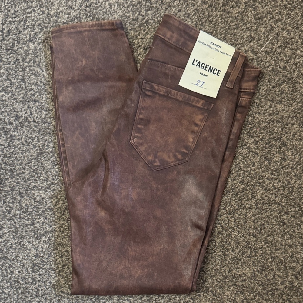 L’Agence Margot Coated Brown Jeans